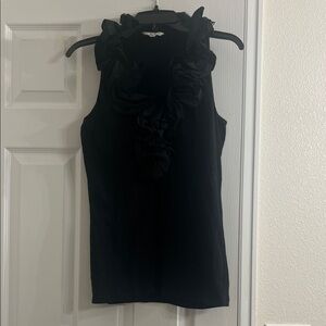 CAbi Black Ruffled Sleeveless Blouse